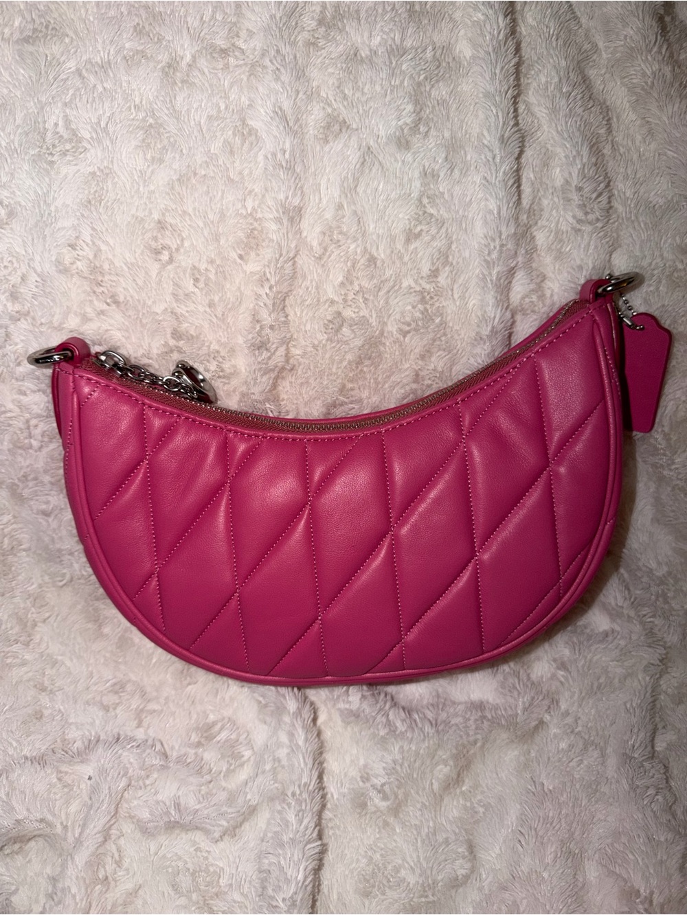 Coach Quilted Crescent Mini Bag - Hot Pink